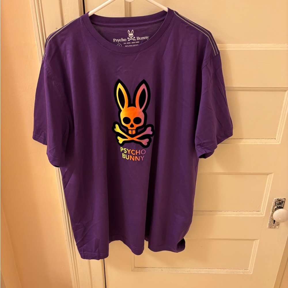 Psycho Bunny Kids Tee in Purple with Orange Logo